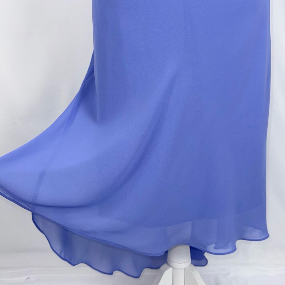 S.L. Fashions Vintage 90s Whimsy Drape Ruffle Slip Dress Women's 8 Blue - Picture 4 of 16